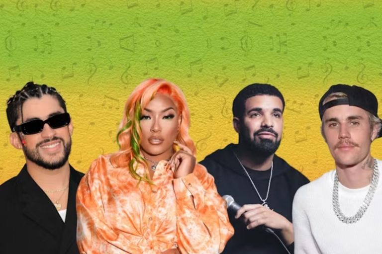 (Left to Right) Bad Bunny, Stefflon Don, Drake and Justin Bieber are all named in the lawsuit.